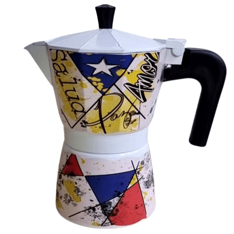 Limited Edition Puerto Rican Artists Coffee Maker. 6 Cups Moka